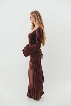 Rowan Square Neck Maxi Dress in Brown Rowan Square Neck Maxi Dress in Brown