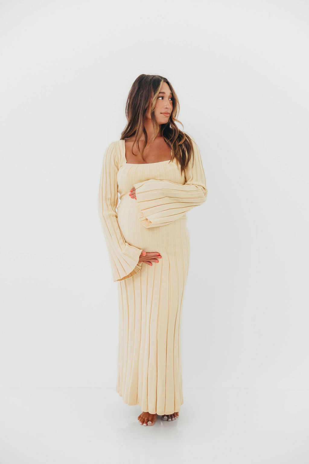 Rowan Square Neck Maxi Dress in Buttercream
