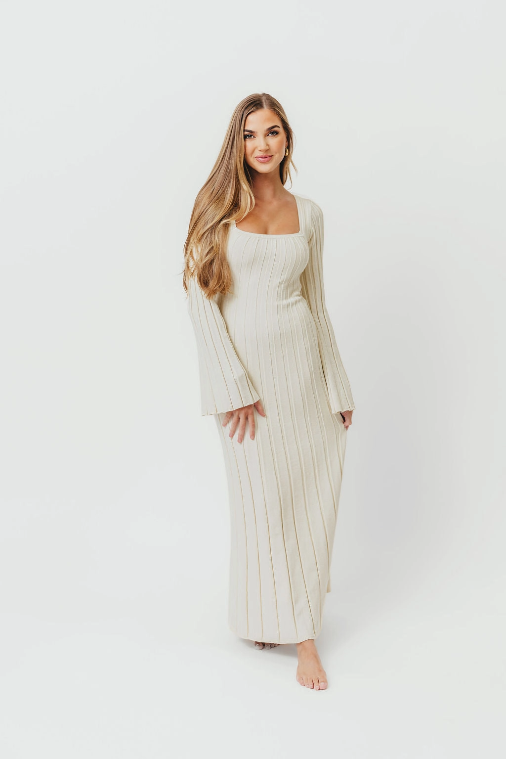Rowan Square Neck Maxi Dress in Cream