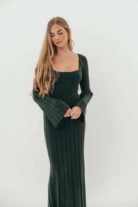 Rowan Square Neck Maxi Dress in Evergreen Rowan Square Neck Maxi Dress in Evergreen