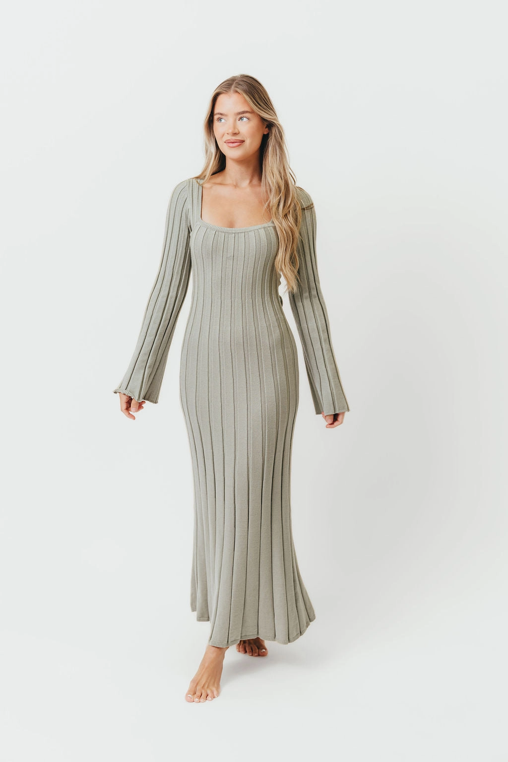 Rowan Square Neck Maxi Dress in Green