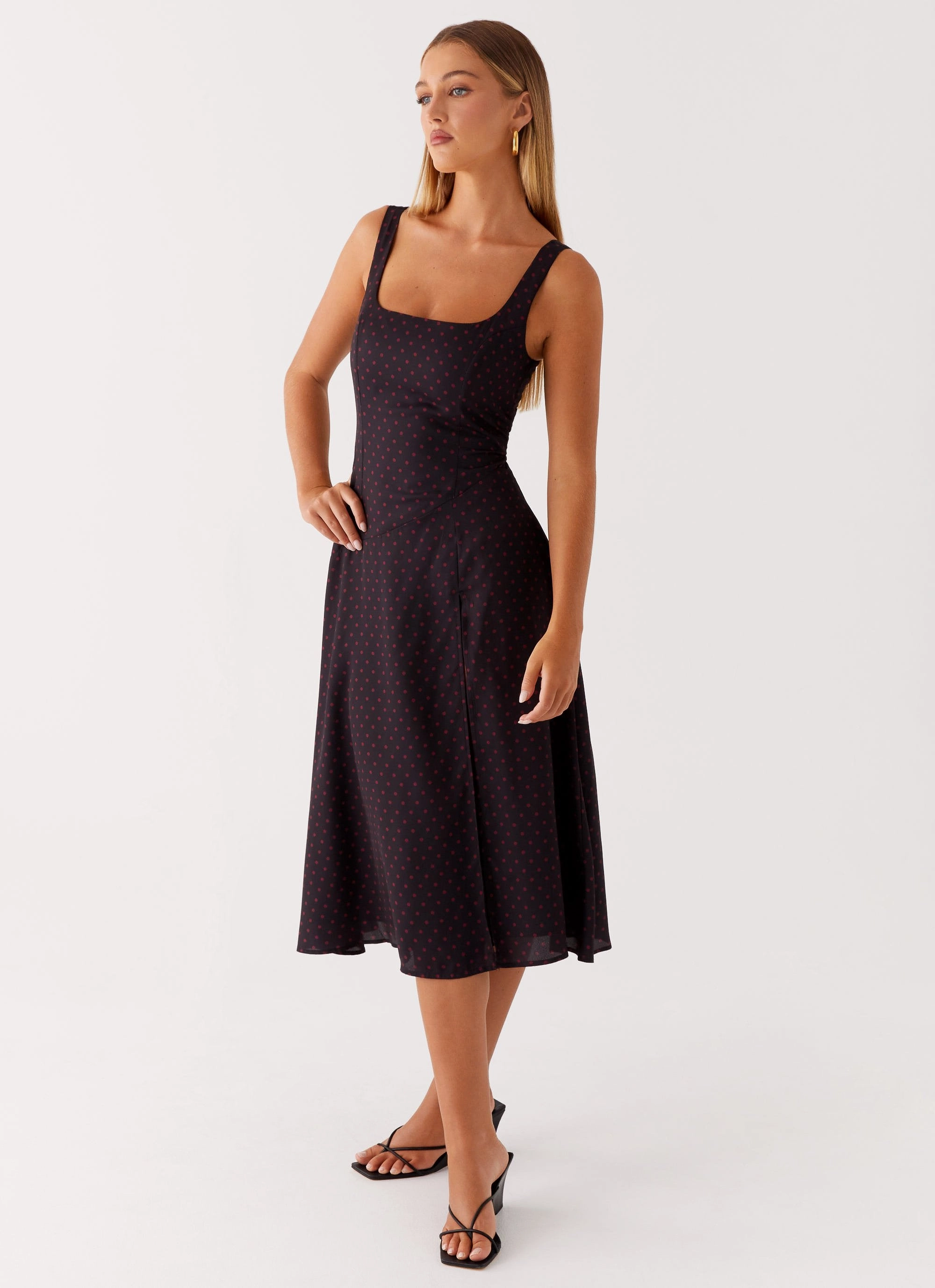 Rowyn Midi Dress - Black Polka Dot