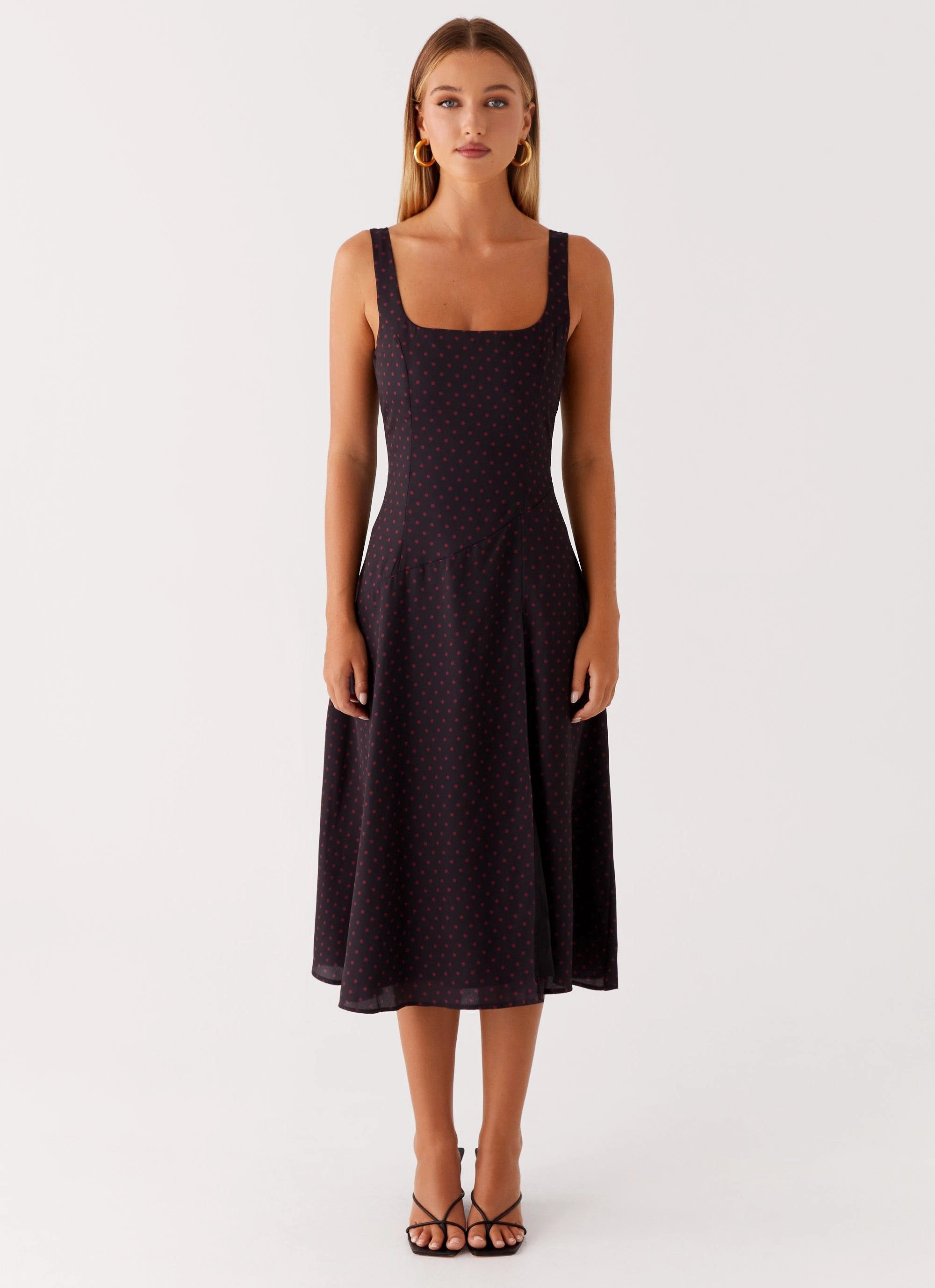 Rowyn Midi Dress - Black Polka Dot