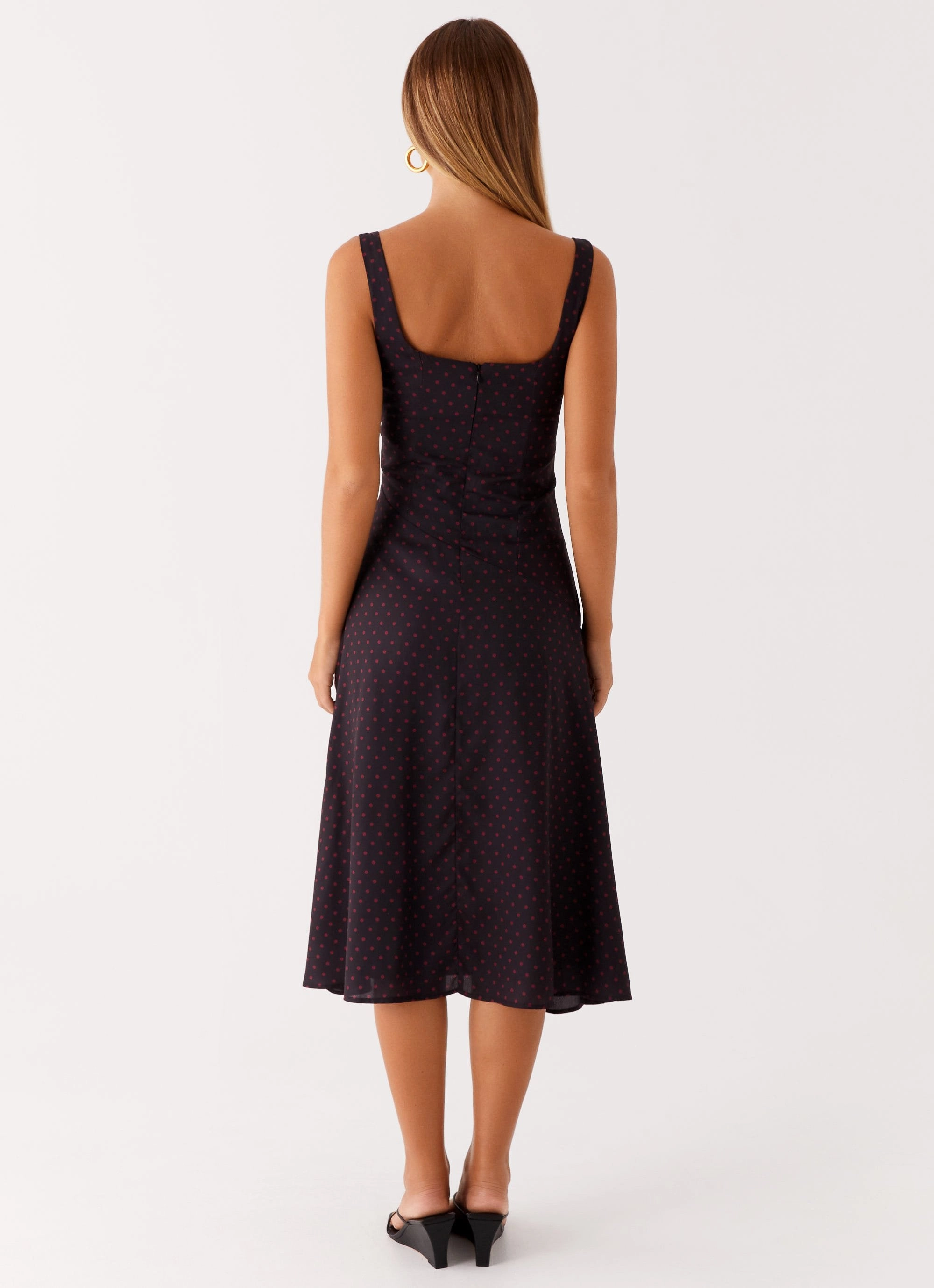Rowyn Midi Dress - Black Polka Dot