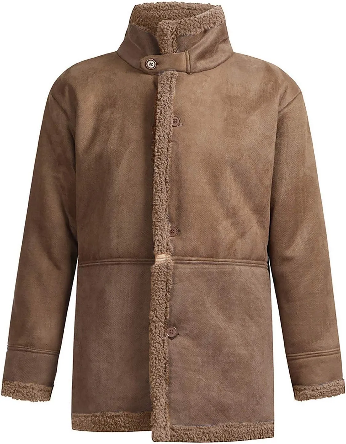 RTRDE Men's Coats Trench Coat Sherpa Fleece Lined Pea Coat Winter Warm Long Jacket Coats, M-3XL