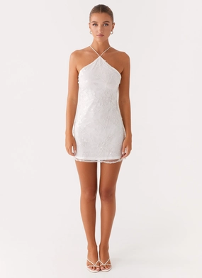 Rumi Beaded Mini Dress - White Rumi Beaded Mini Dress - White