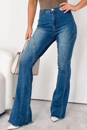 Rural Retreat Seam Detail Flare Jeans (Medium Wash) Rural Retreat Seam Detail Flare Jeans (Medium Wash)