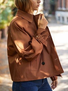 Rust Cropped Cotton Voluminous Sleeve Trench Rust Cropped Cotton Voluminous Sleeve Trench