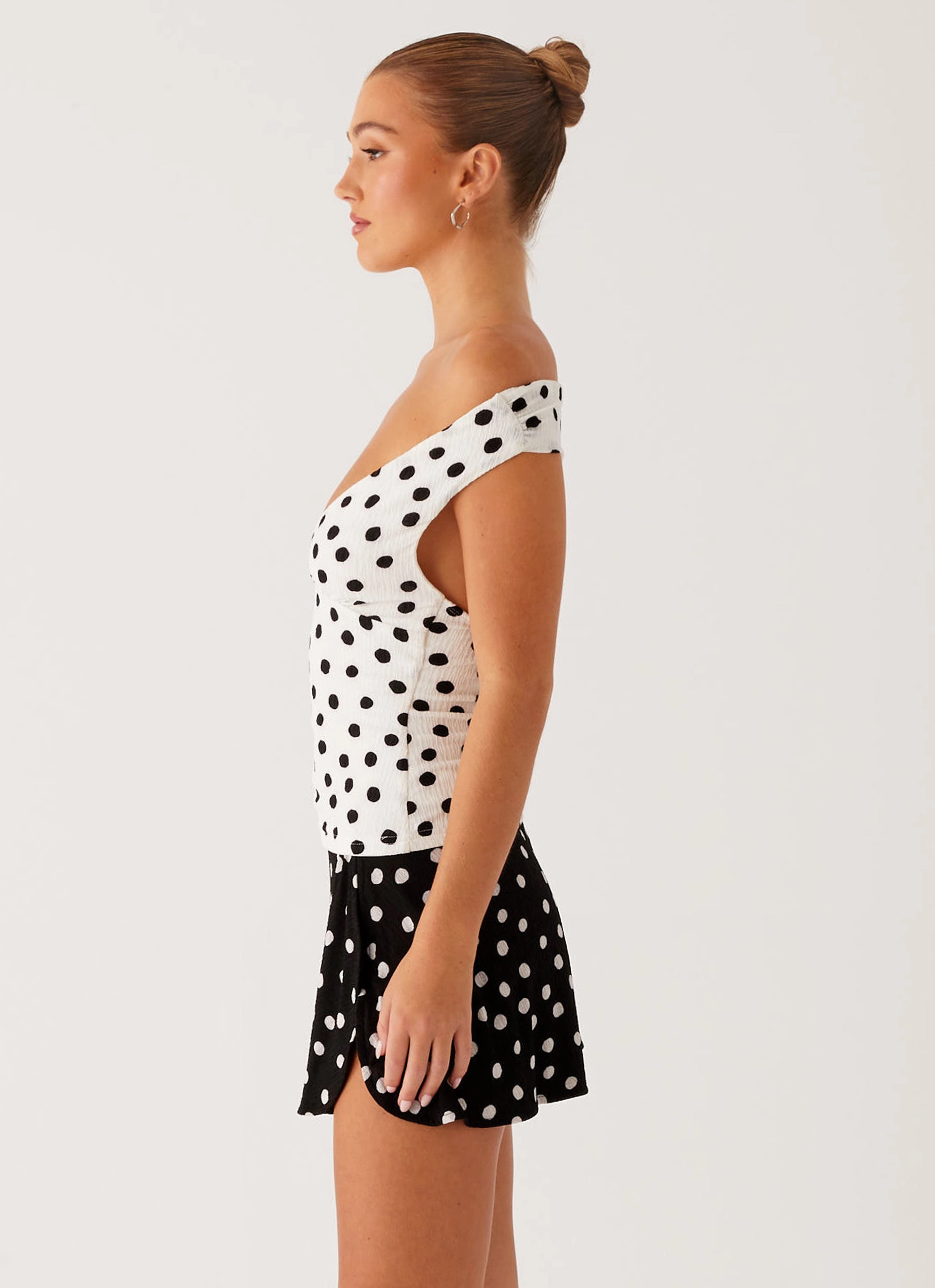 Rylie Top - White Polka Dot