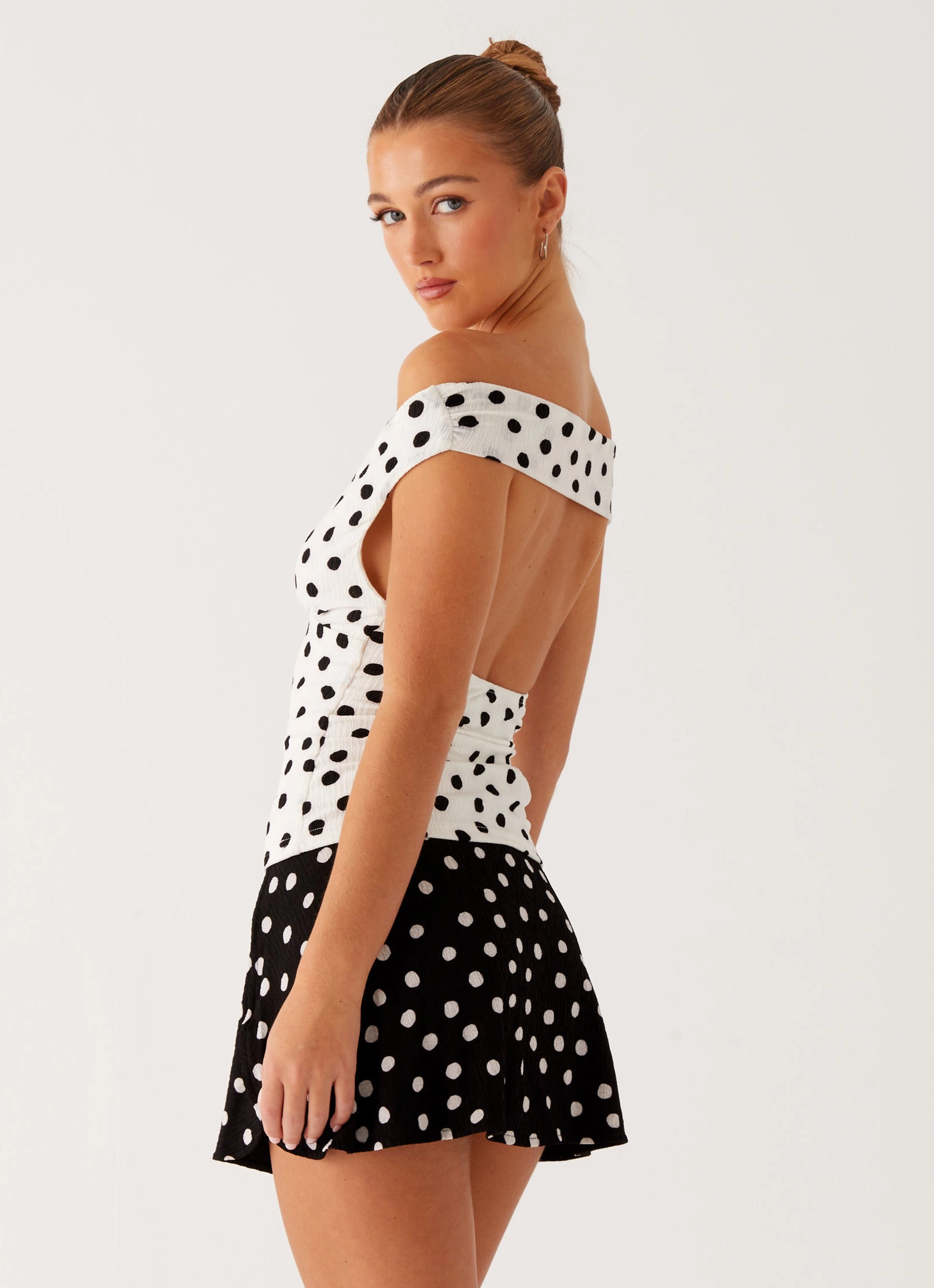 Rylie Top - White Polka Dot