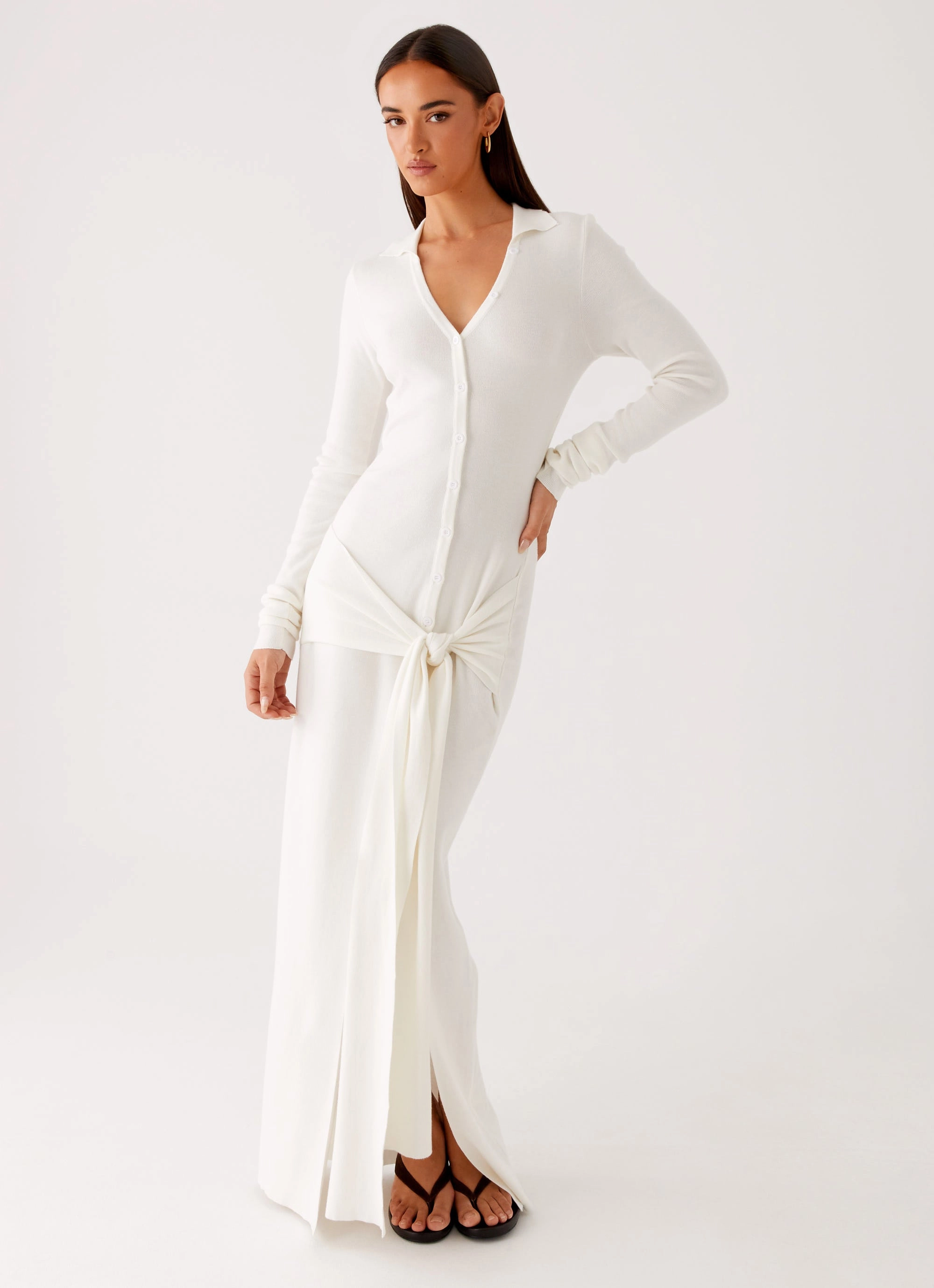 Sabetha Knit Maxi Dress - White