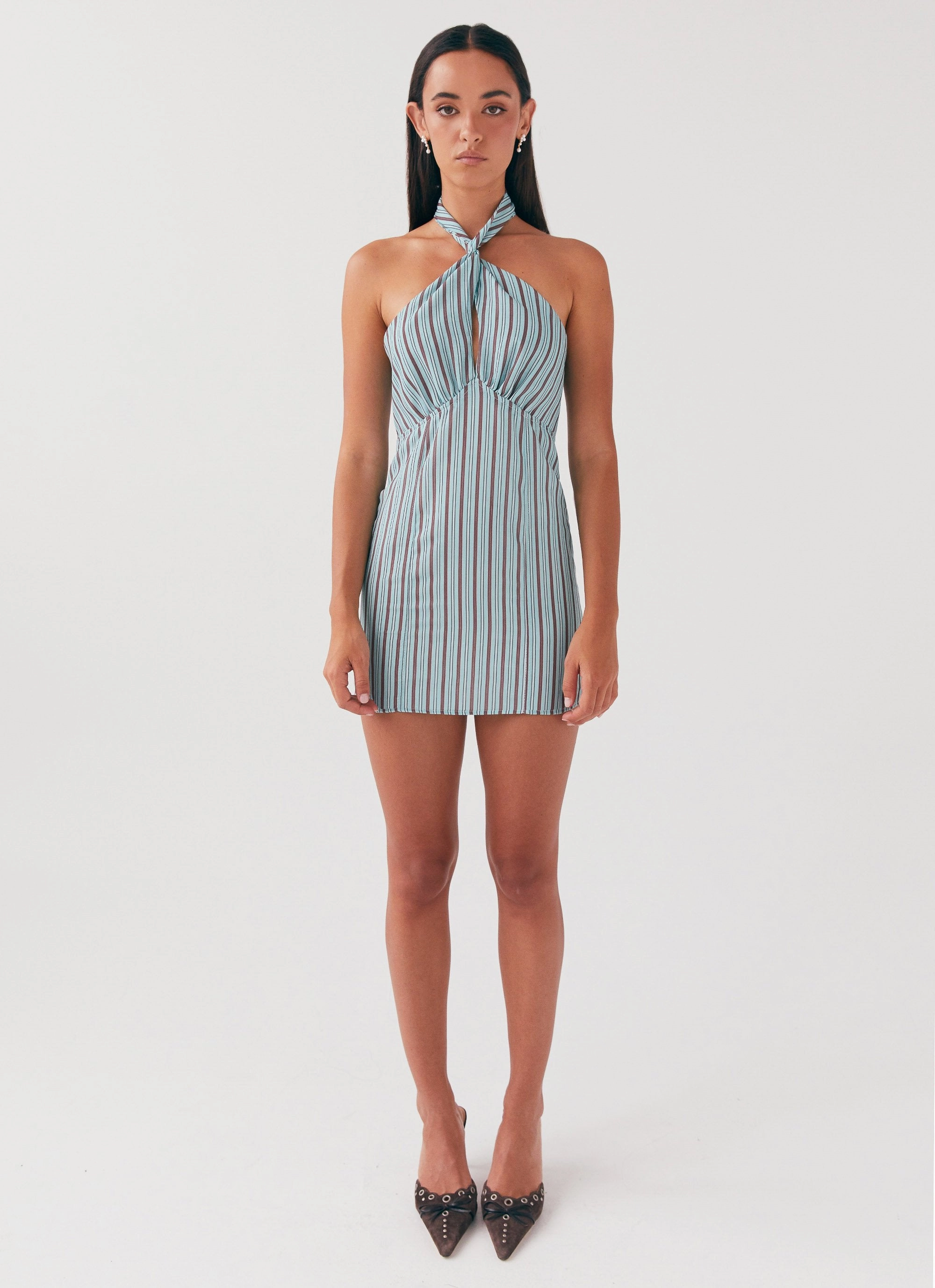 Sabine Linen Mini Dress - Coastal Stripe