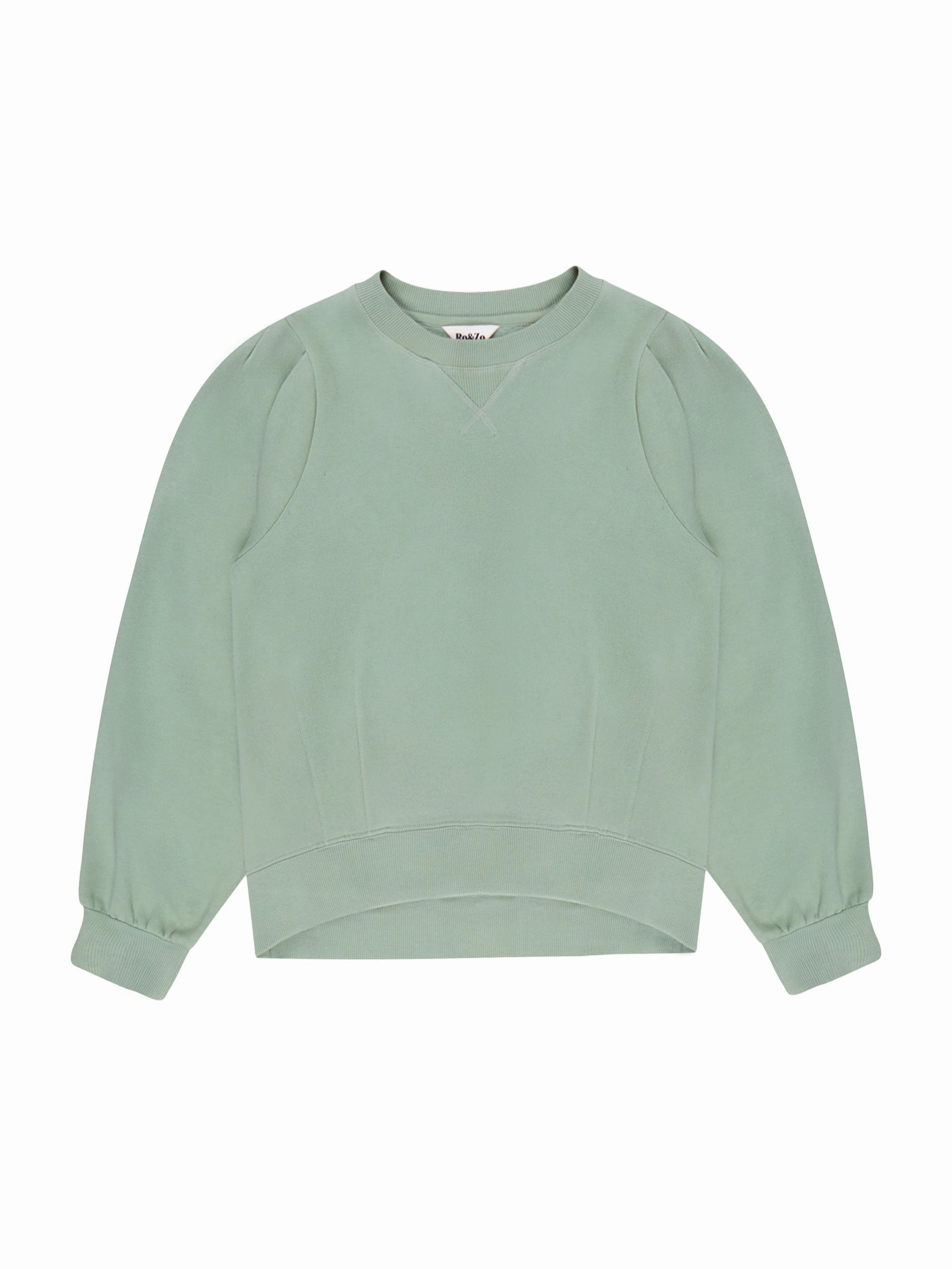 Sage-Green Puff-Sleeved Cotton-Blend Sweatshirt