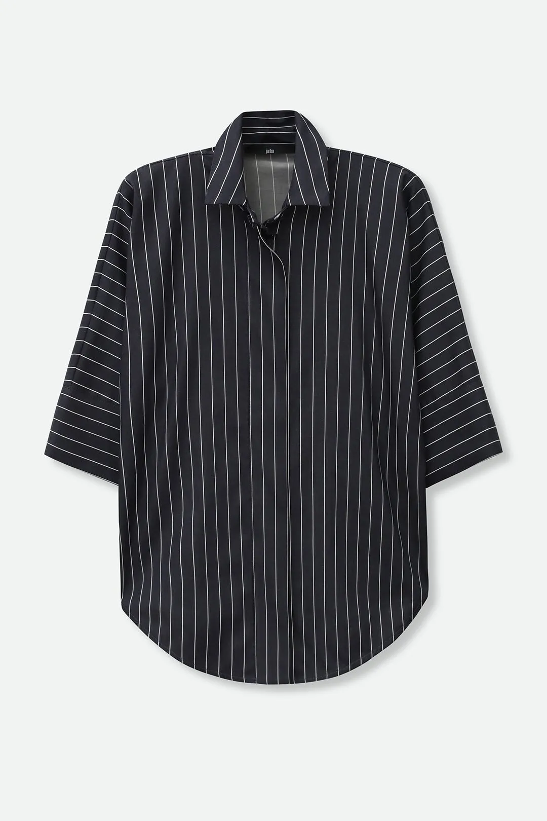 SAHANA DOLMAN IN ITALIAN COTTON CHARCOAL STRIPE JACQUARD