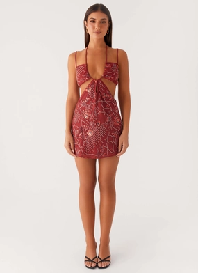 Sahara Nights Beaded Mini Dress - Rust Sahara Nights Beaded Mini Dress - Rust