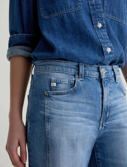 Saige Mid-rise Wide Leg Crop With Panel - Rosarito