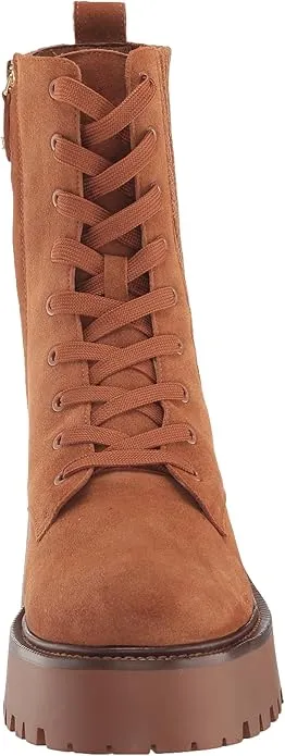 Sam Edelman Evina Frontier Brown Lace Up Rounded Toe Chunky Heeled Ankle Boots