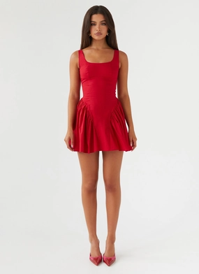 Sassy Soiree Corset Mini Dress - Red Sassy Soiree Corset Mini Dress - Red