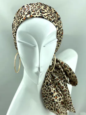 Satin Beanie Wrap - Tiger print