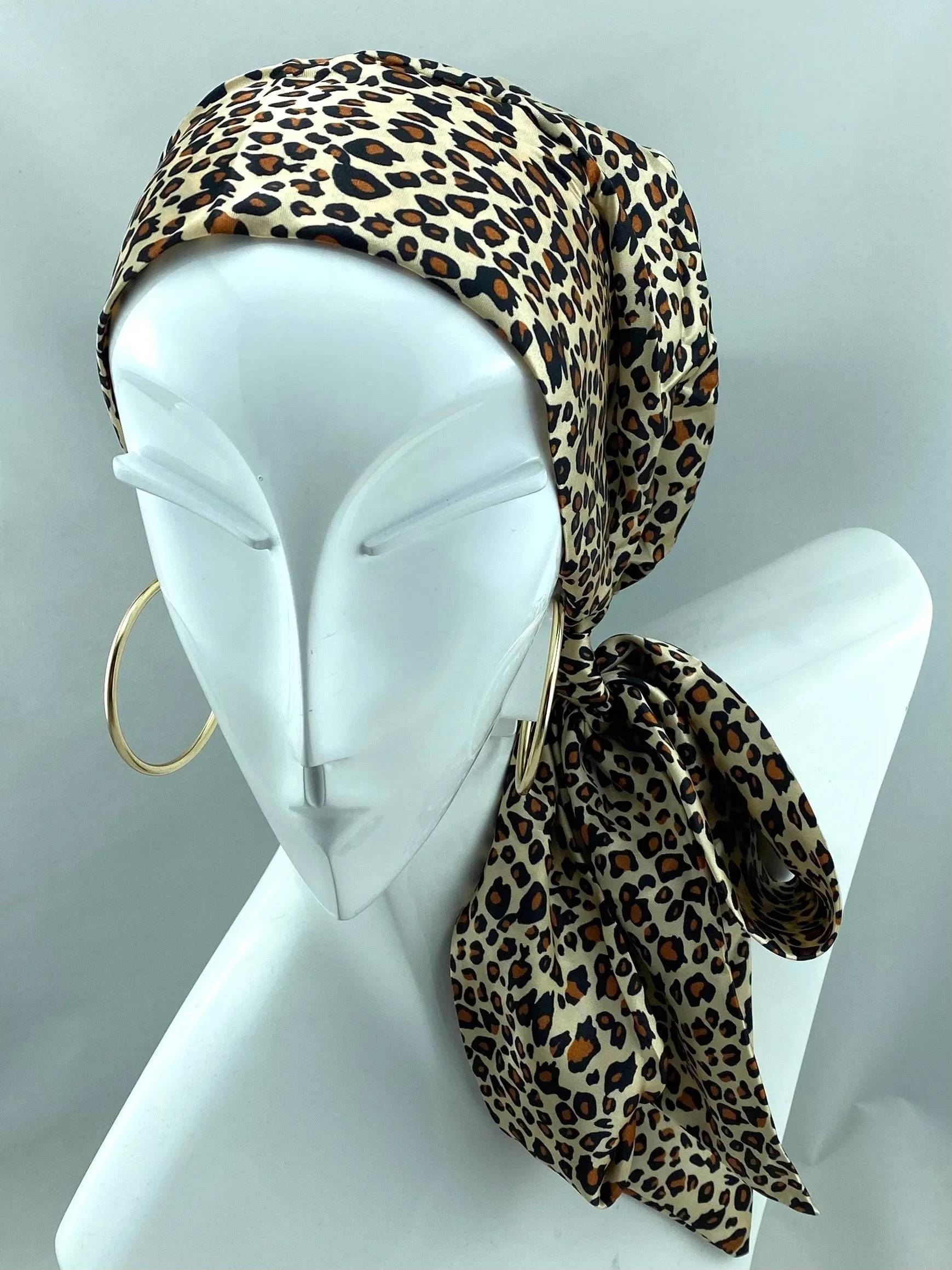Satin Beanie Wrap - Tiger print