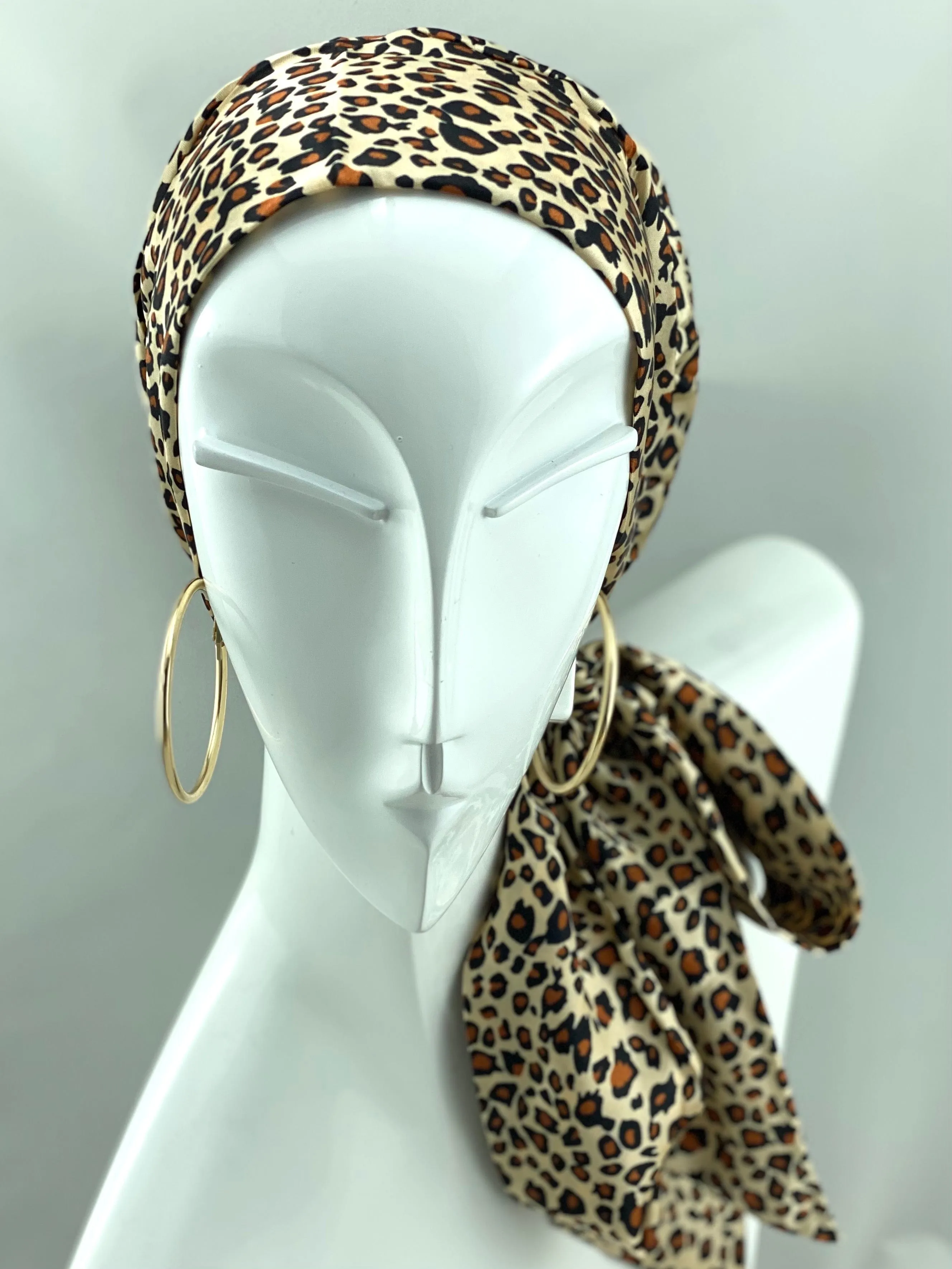 Satin Beanie Wrap - Tiger print