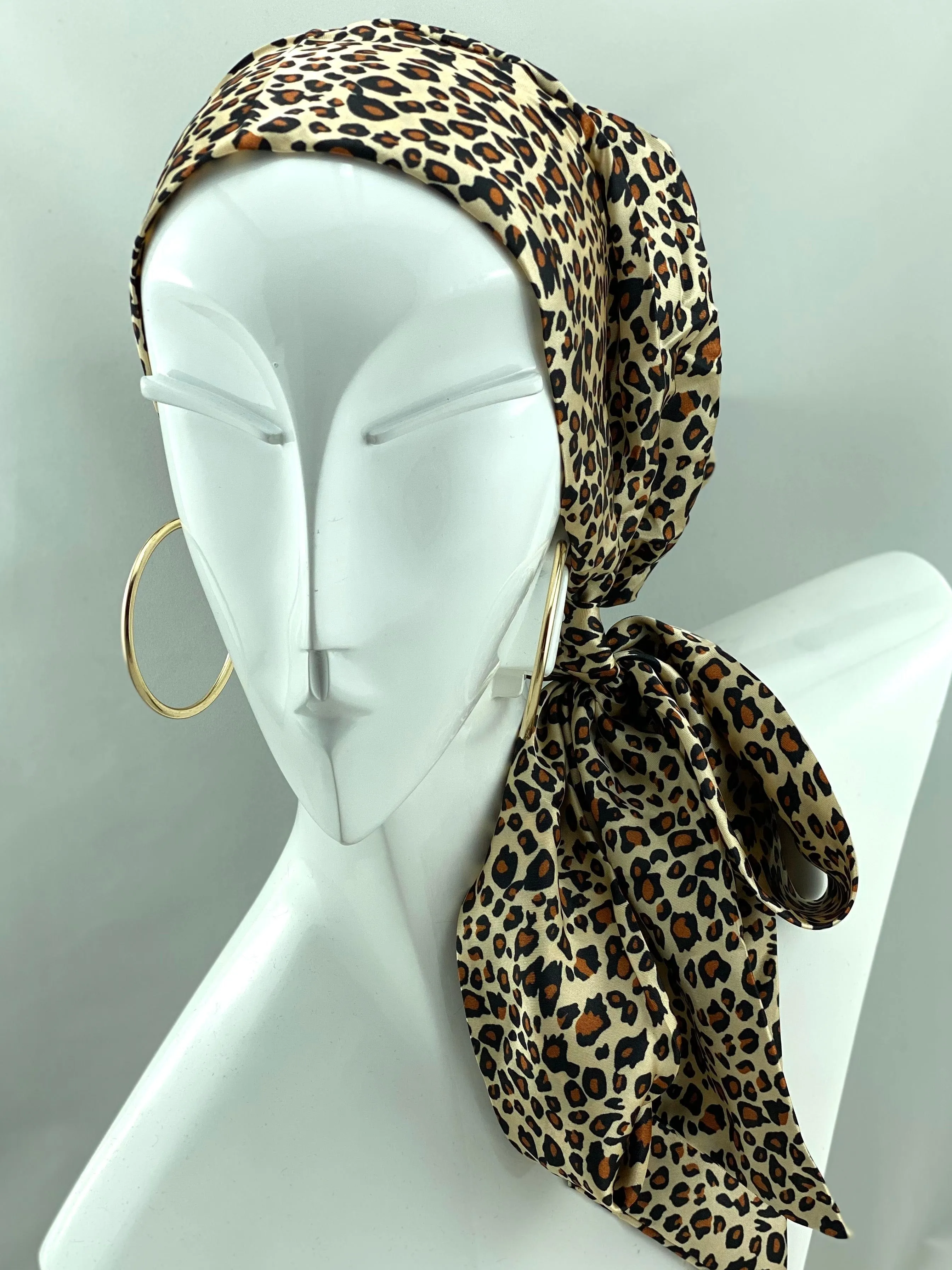 Satin Beanie Wrap - Tiger print