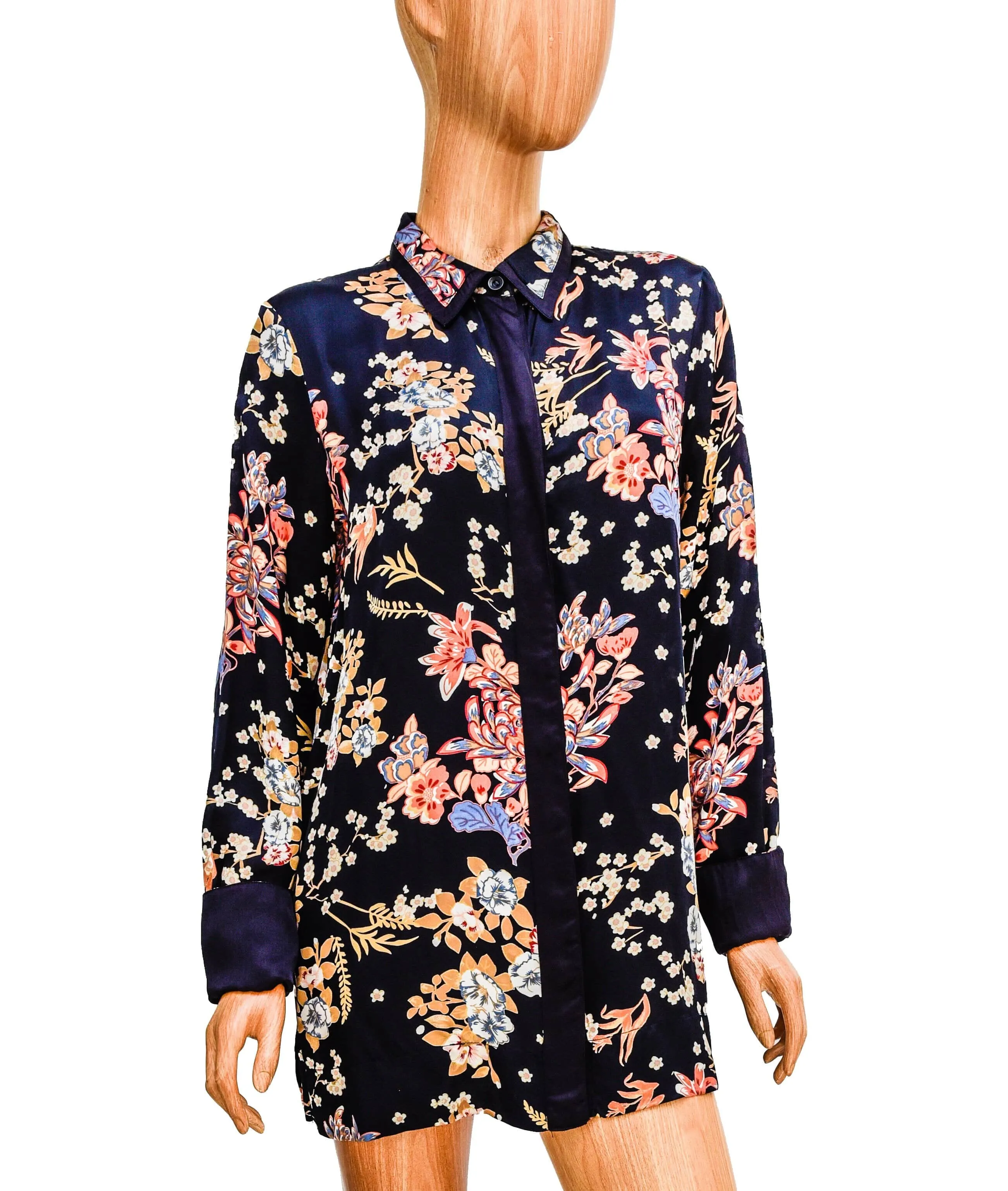 Satin Button Up with Masked Buttons