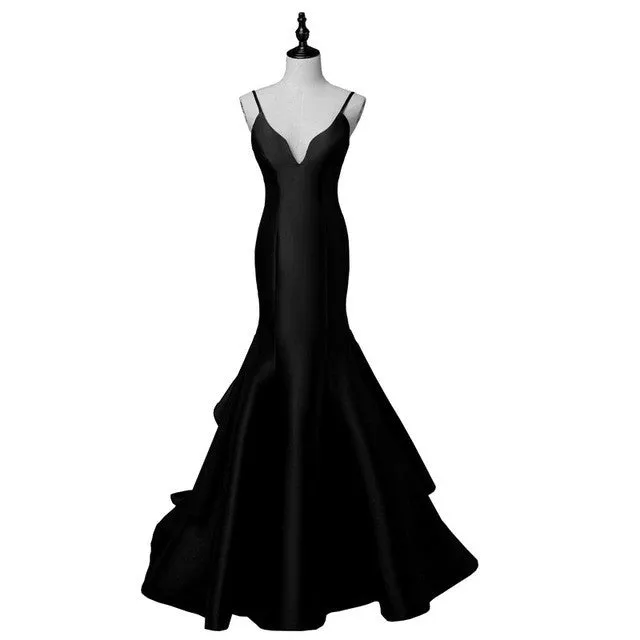 Satin mermaid Bridesmaid Dresses with  Corset back and sweep train