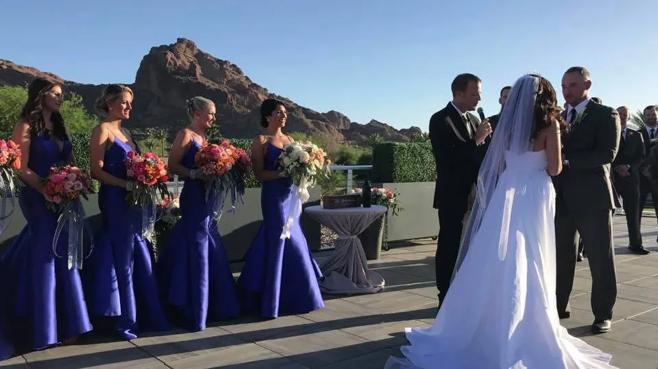 Satin mermaid Bridesmaid Dresses with  Corset back and sweep train