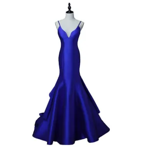 Satin mermaid Bridesmaid Dresses with  Corset back and sweep train