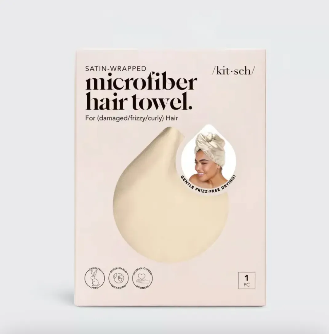 Satin-Wrapped Hair Towel - Champagne