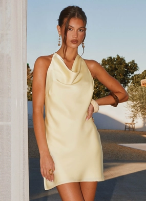 Satin Flame Mini Dress - Yellow Satin Flame Mini Dress - Yellow