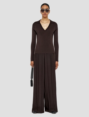 Satiny Rib Knit Polo Top Satiny Rib Knit Polo Top