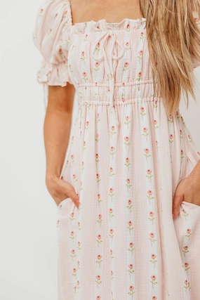 Savanna Steppe 100% Cotton Dress in Pink Rose - Bump Friendly & Inclusive Sizing Savanna Steppe 100% Cotton Dress in Pink Rose - Bump Friendly & Inclusive Sizing