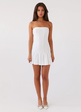 Saving Hearts Linen Mini Dress - White Saving Hearts Linen Mini Dress - White