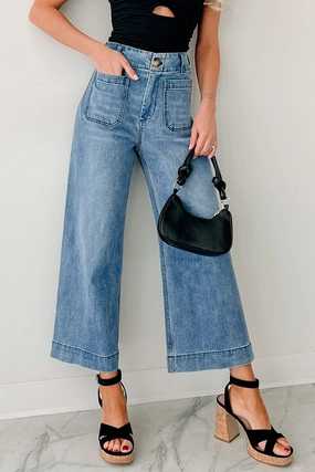 Saylor High Rise Wide Crop Jeans (Dark) Saylor High Rise Wide Crop Jeans (Dark)