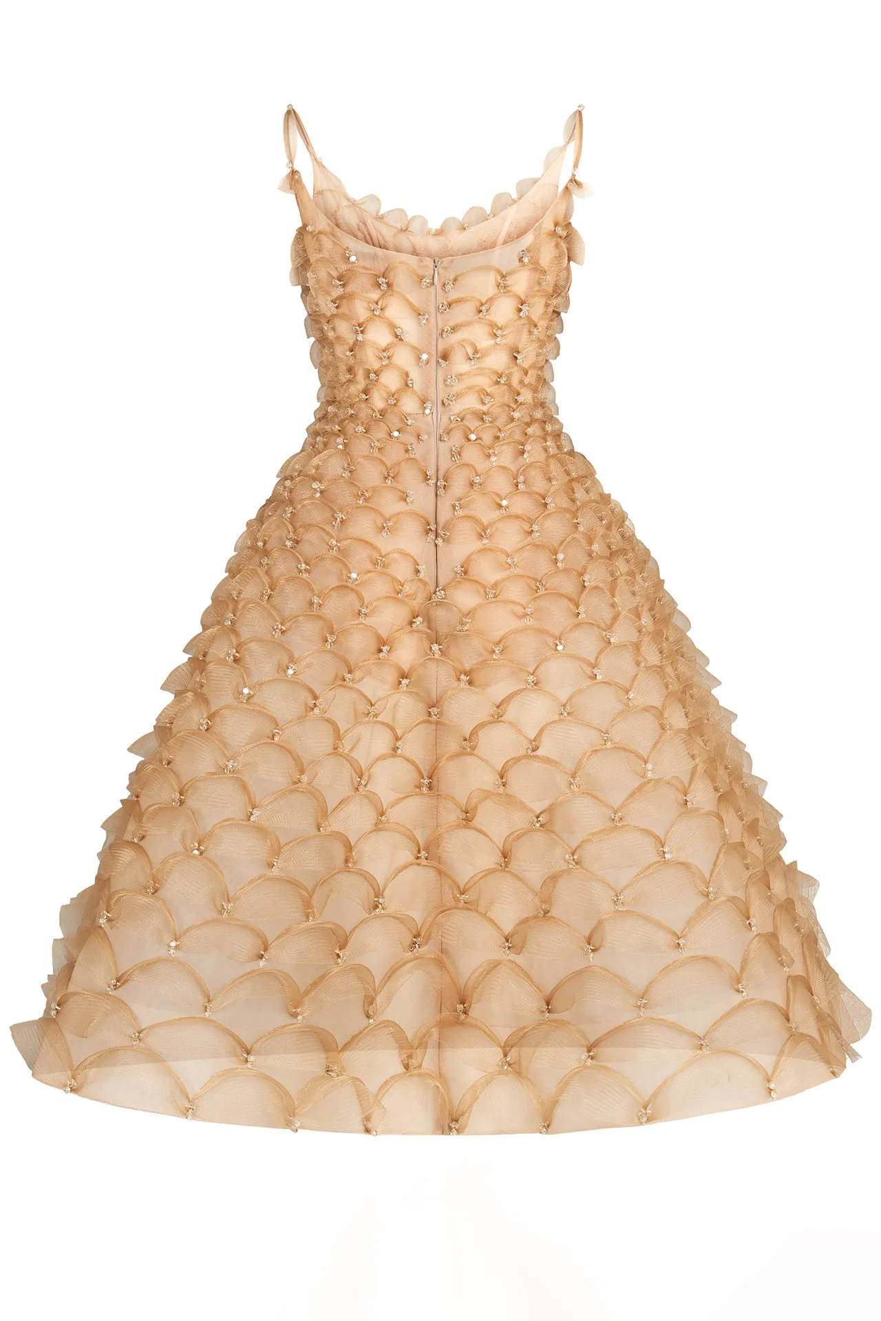 Scalloped A-Line Midi Dress