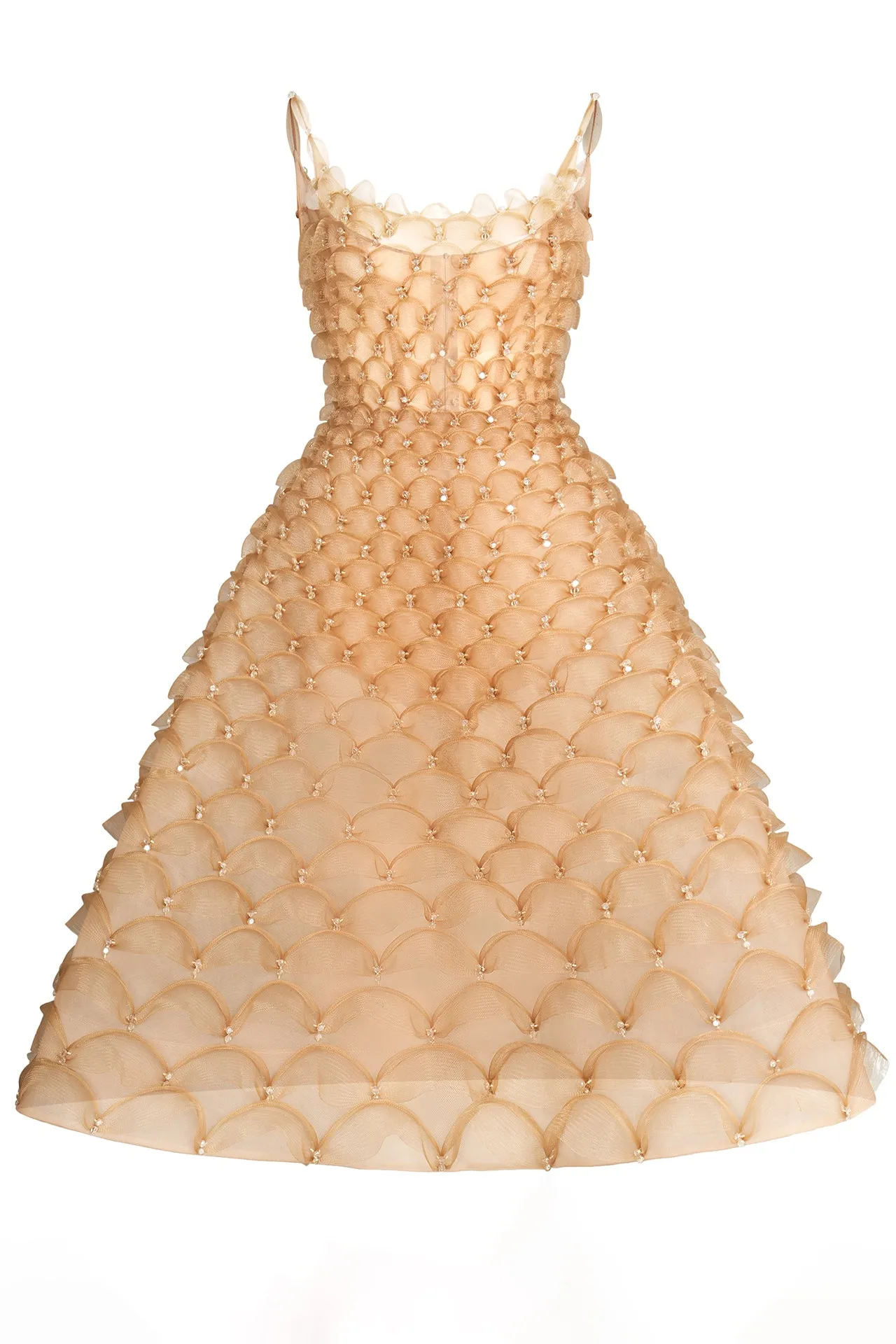 Scalloped A-Line Midi Dress