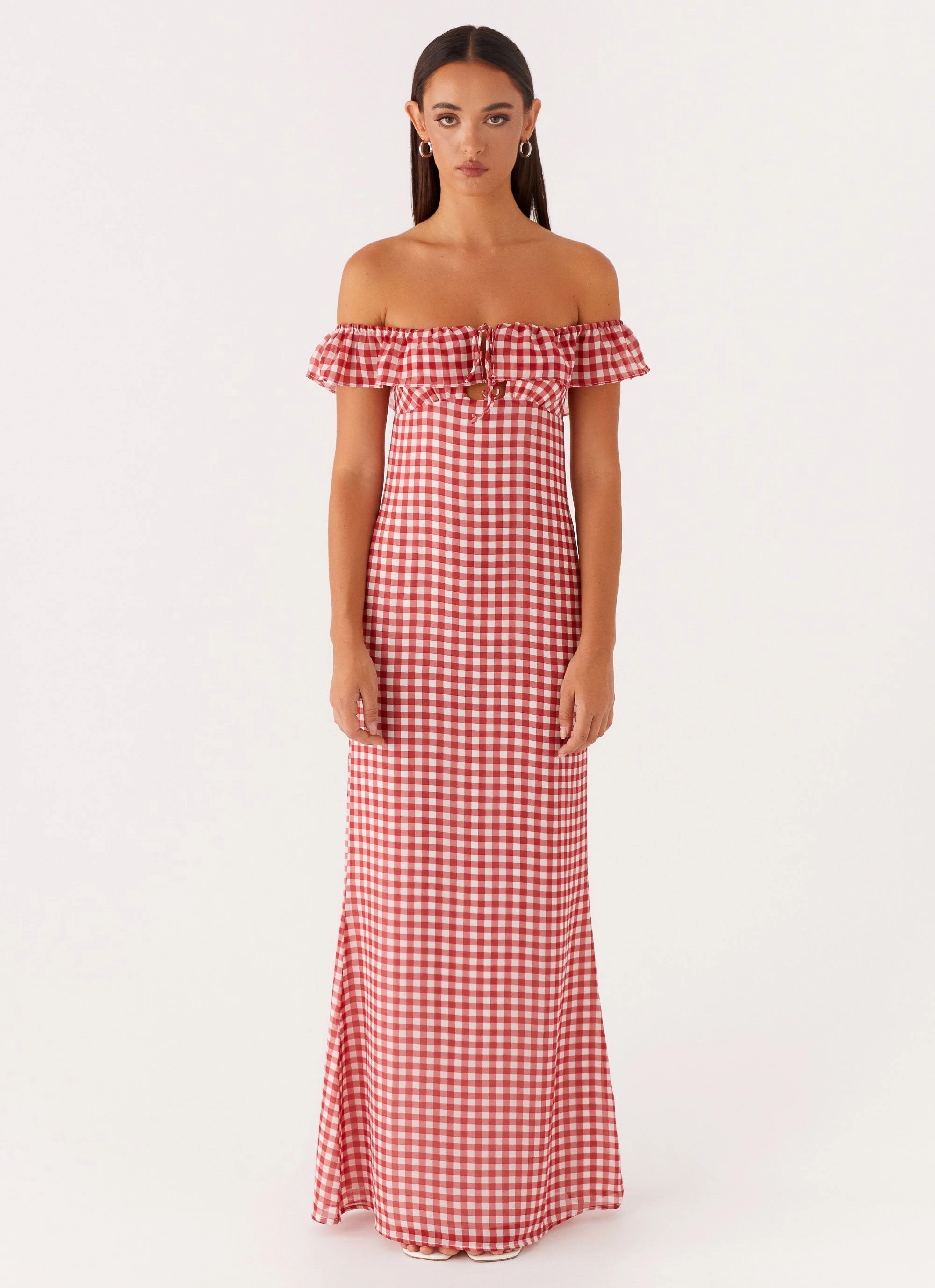 Scarlet Cherry Maxi Dress - Red Gingham