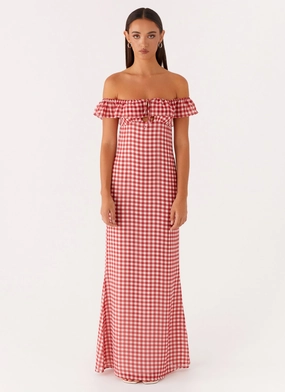 Scarlet Cherry Maxi Dress - Red Gingham Scarlet Cherry Maxi Dress - Red Gingham