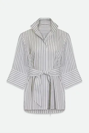 SCARLETT BLOUSE IN ITALIAN COTTON BLACK & WHITE STRIPE SCARLETT BLOUSE IN ITALIAN COTTON BLACK & WHITE STRIPE