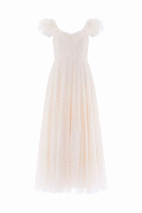 Scatter Dot Ruffle Ankle Gown Scatter Dot Ruffle Ankle Gown