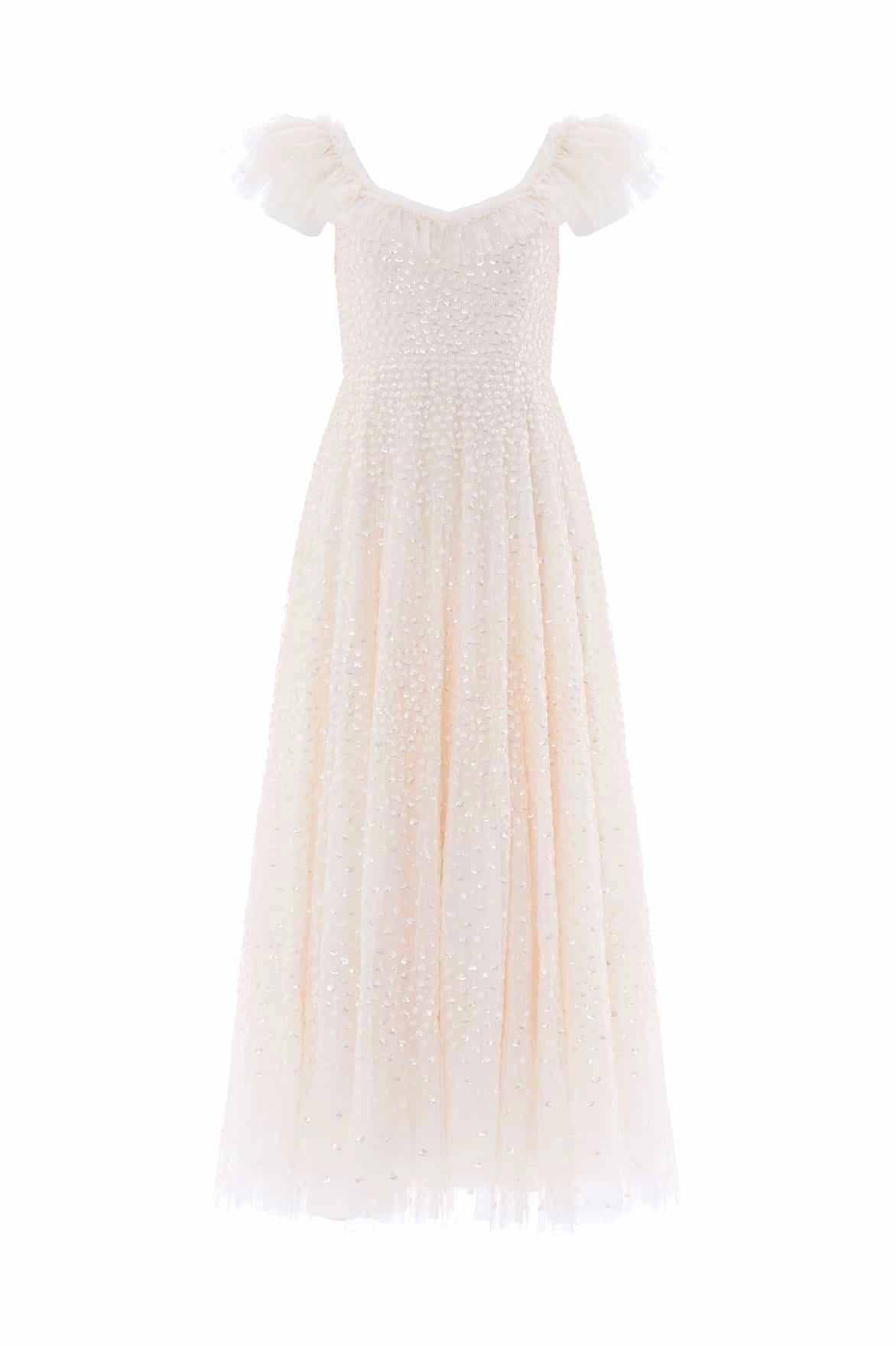 Scatter Dot Ruffle Ankle Gown