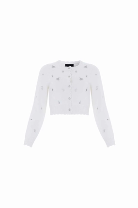 Scattered Floral Embellished Short Cardigan Scattered Floral Embellished Short Cardigan