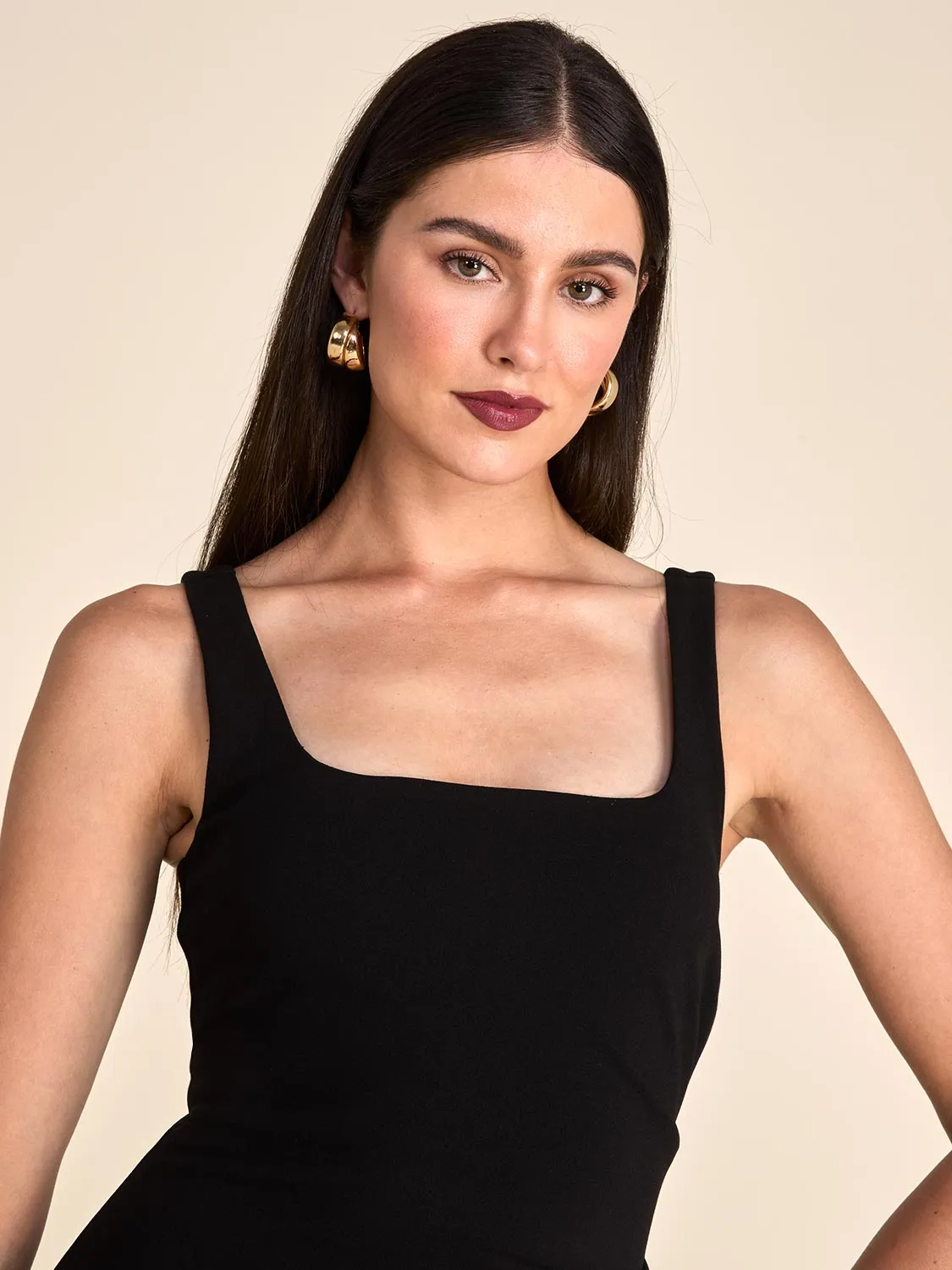 Scoop Neck Fitted Midi Dress