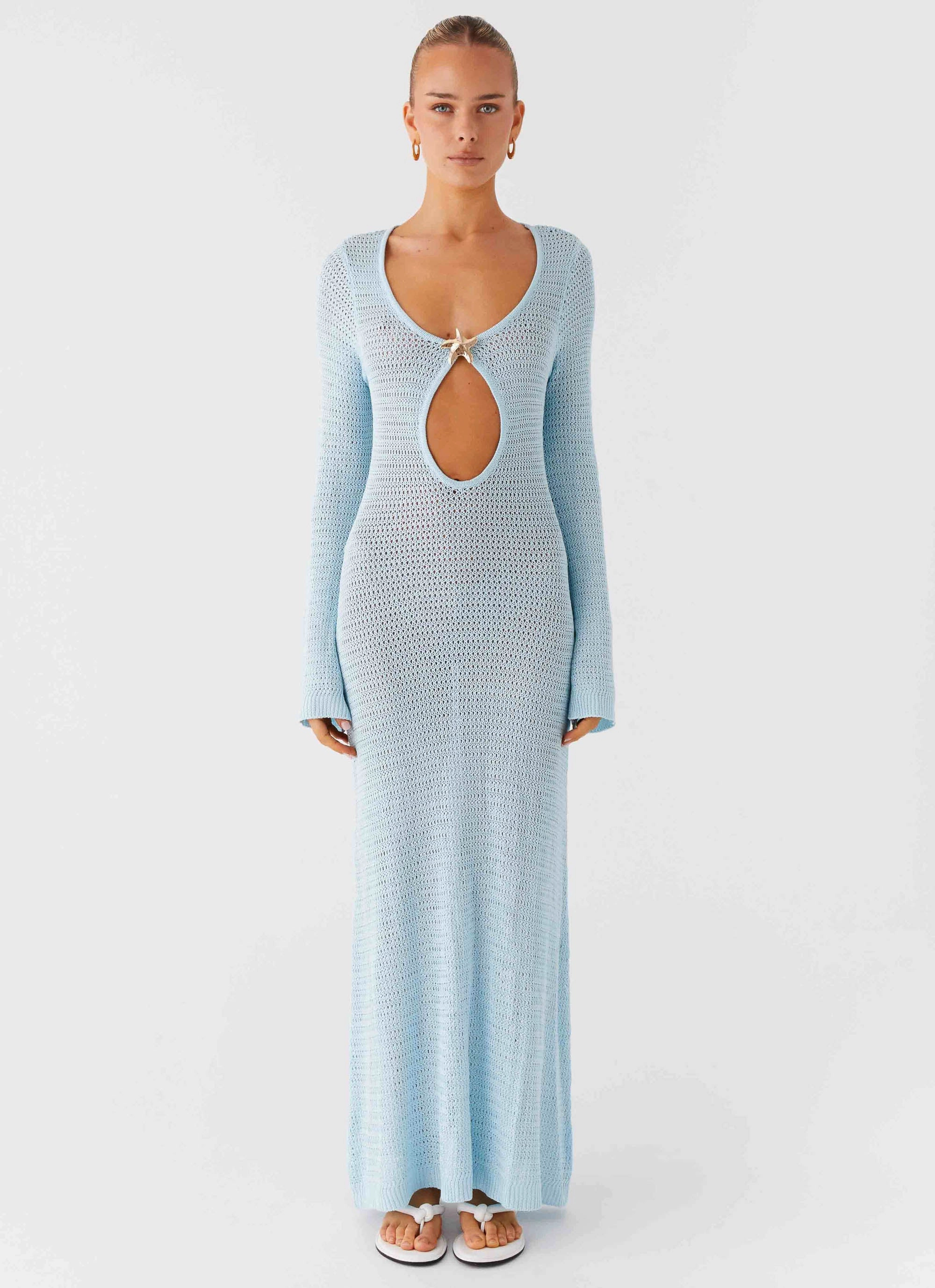 Seascape Chochet Maxi Dress - Blue