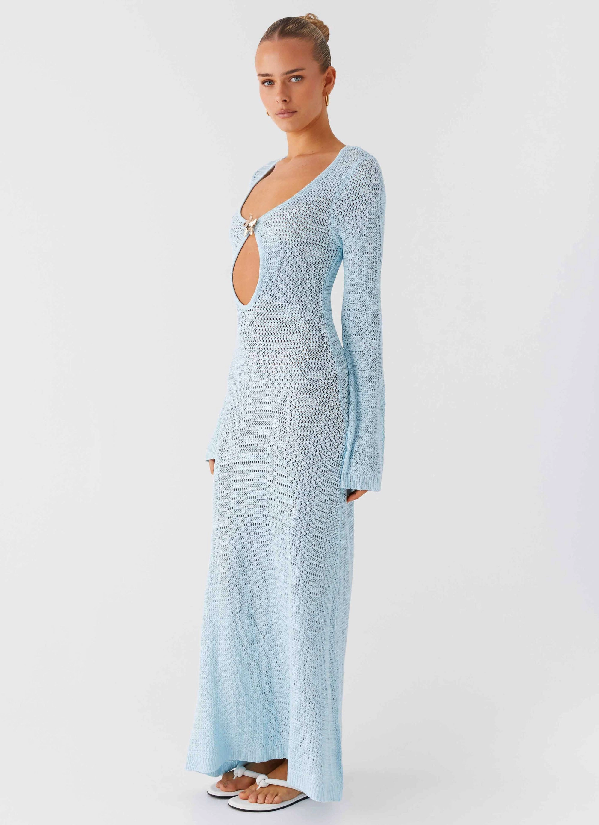 Seascape Chochet Maxi Dress - Blue