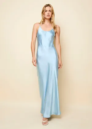 Selena Satin Dress Ice Blue
