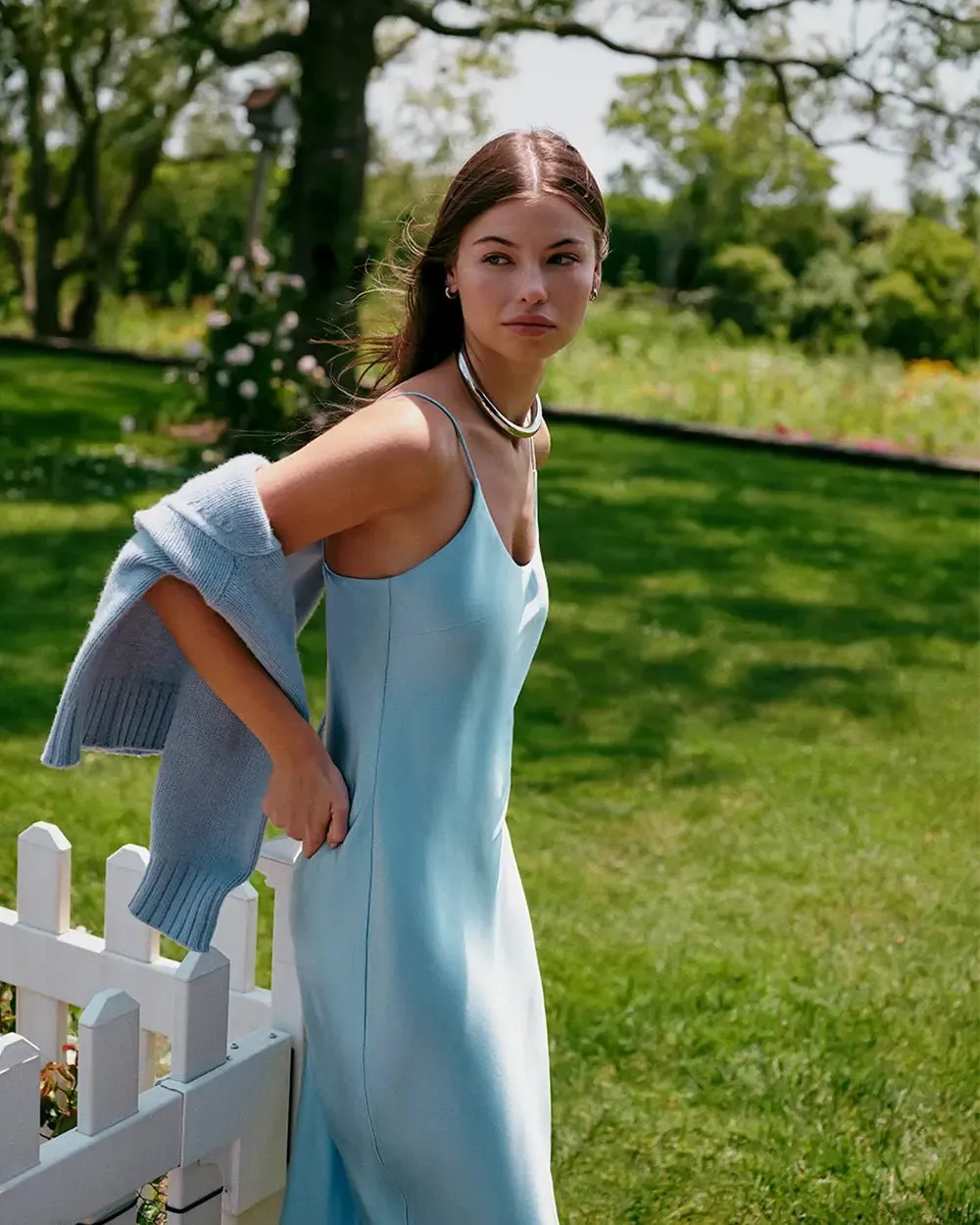 Selena Satin Dress Ice Blue