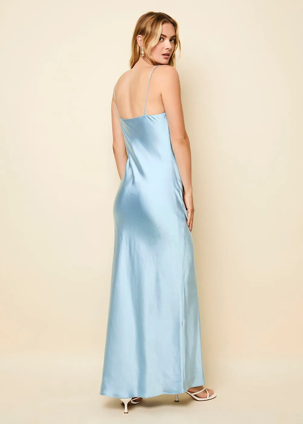 Selena Satin Dress Ice Blue